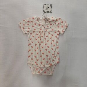 Kate Quinn 6-12M Bamboo Viscose Heart Print Peter Pan Collar Bodysuit Valentine